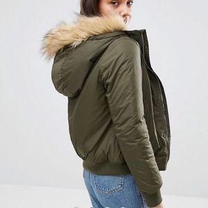 Fur Hooded Bomber Jacket